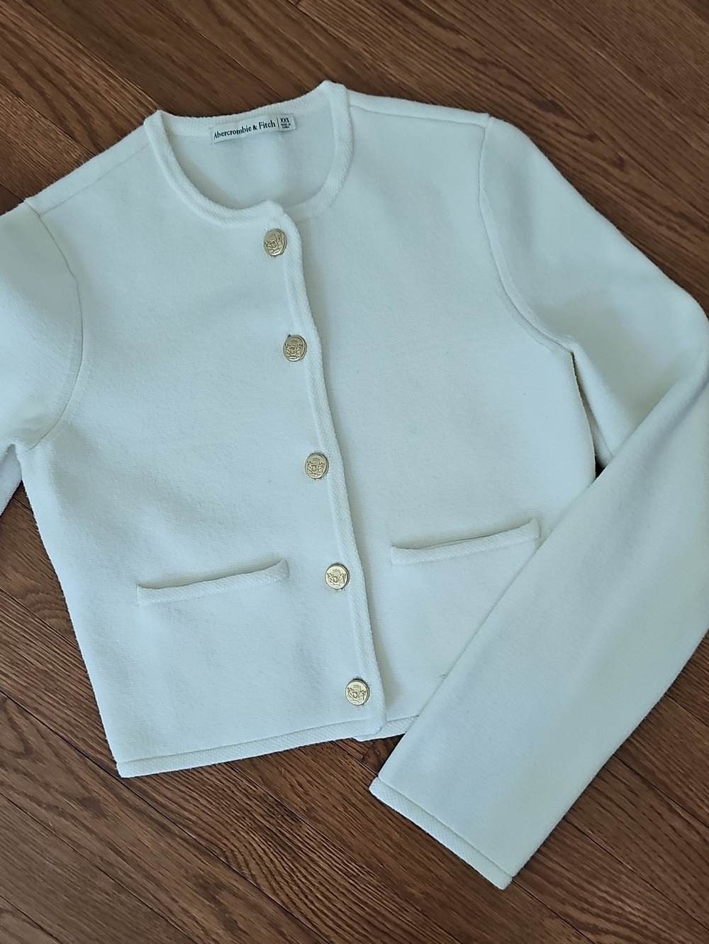 Abercrombie & Fitch Ivory Knit Button Front Jacket